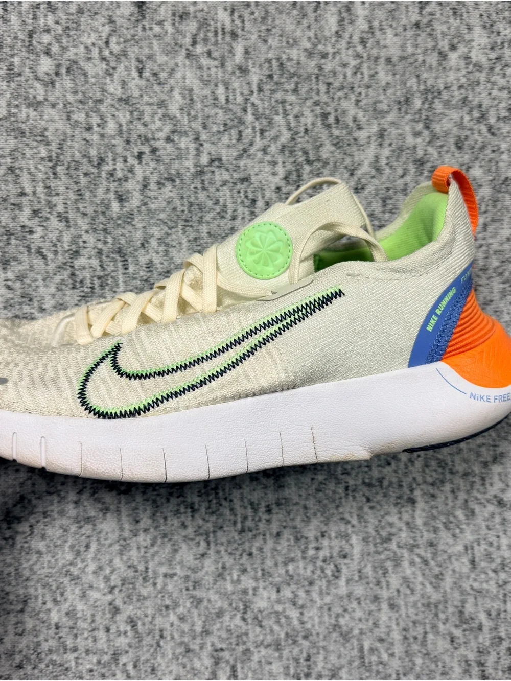 Womens Cream & Green Athletic Shoes